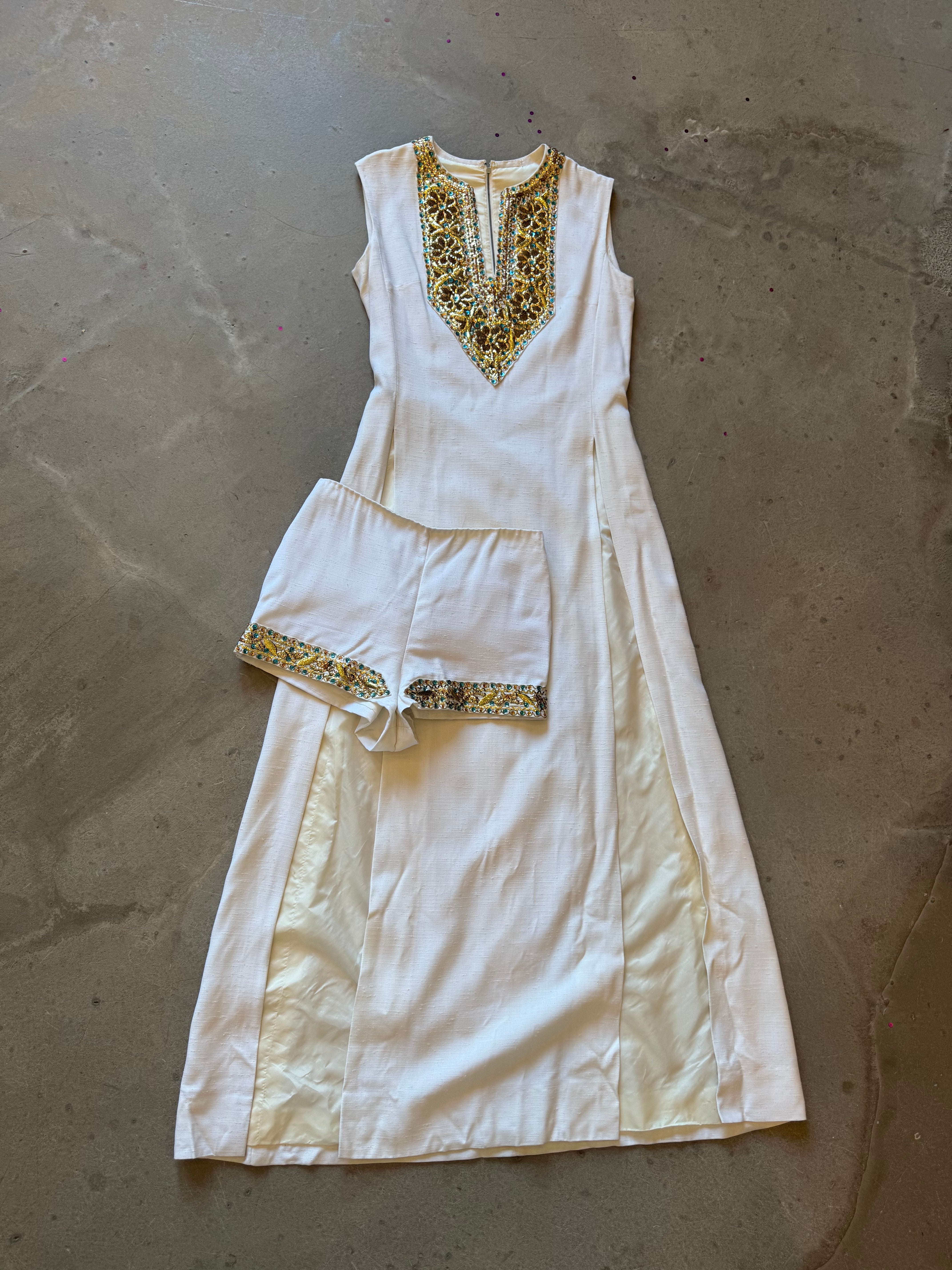 Vintage Silk & Embroidery Tunic with Short