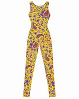 Yellow Mesh and Floral Runway Jumpsuit