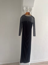 Black Mesh and body Con evening Dress