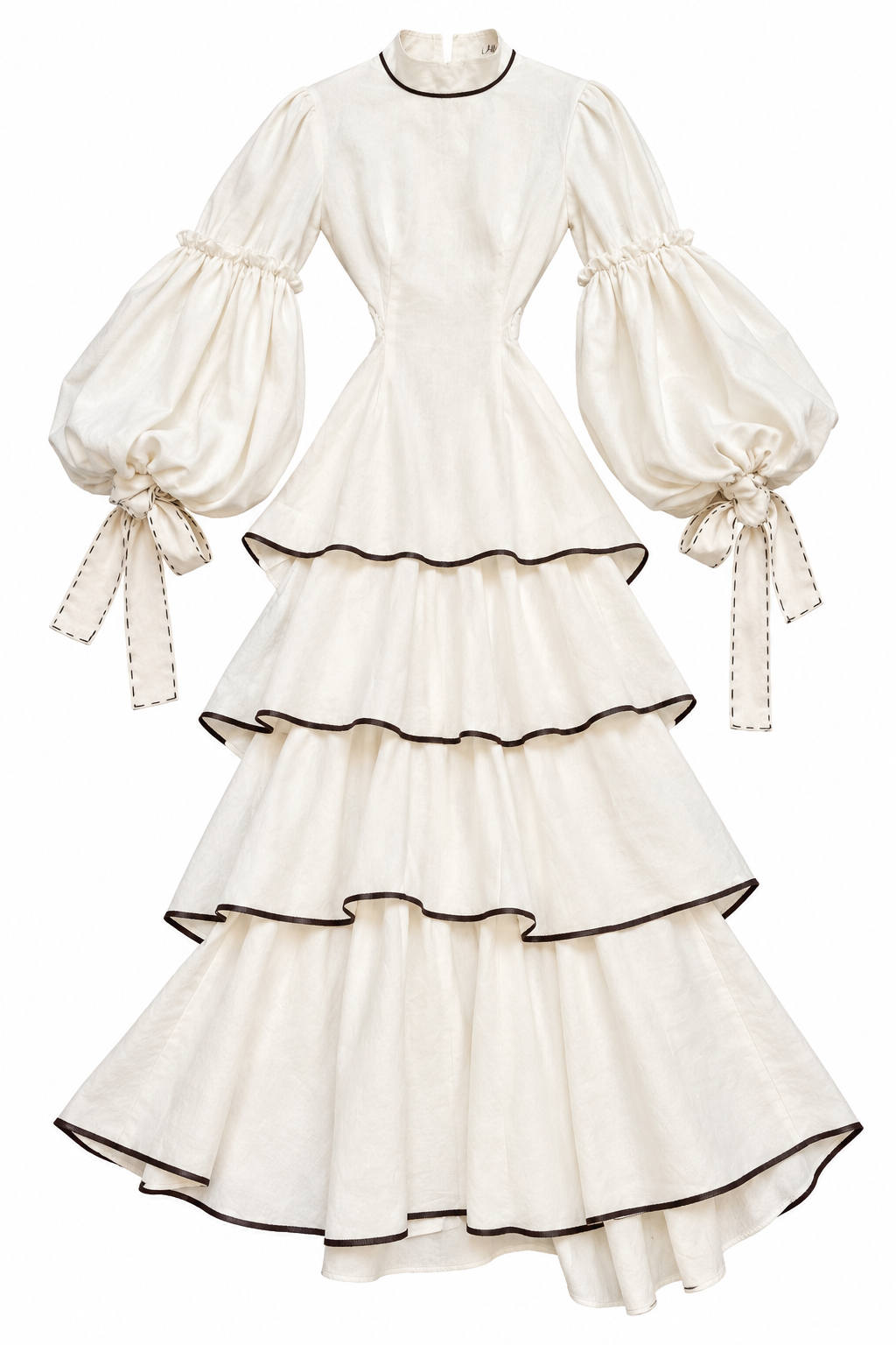 White Romantic Linen Tiered Dress