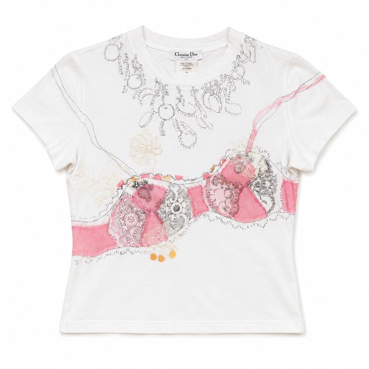 White Lingerie Print T-Shirt
