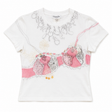 White Lingerie Print T-Shirt