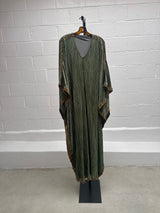 Green Caftan with Gold Beaded Finishing