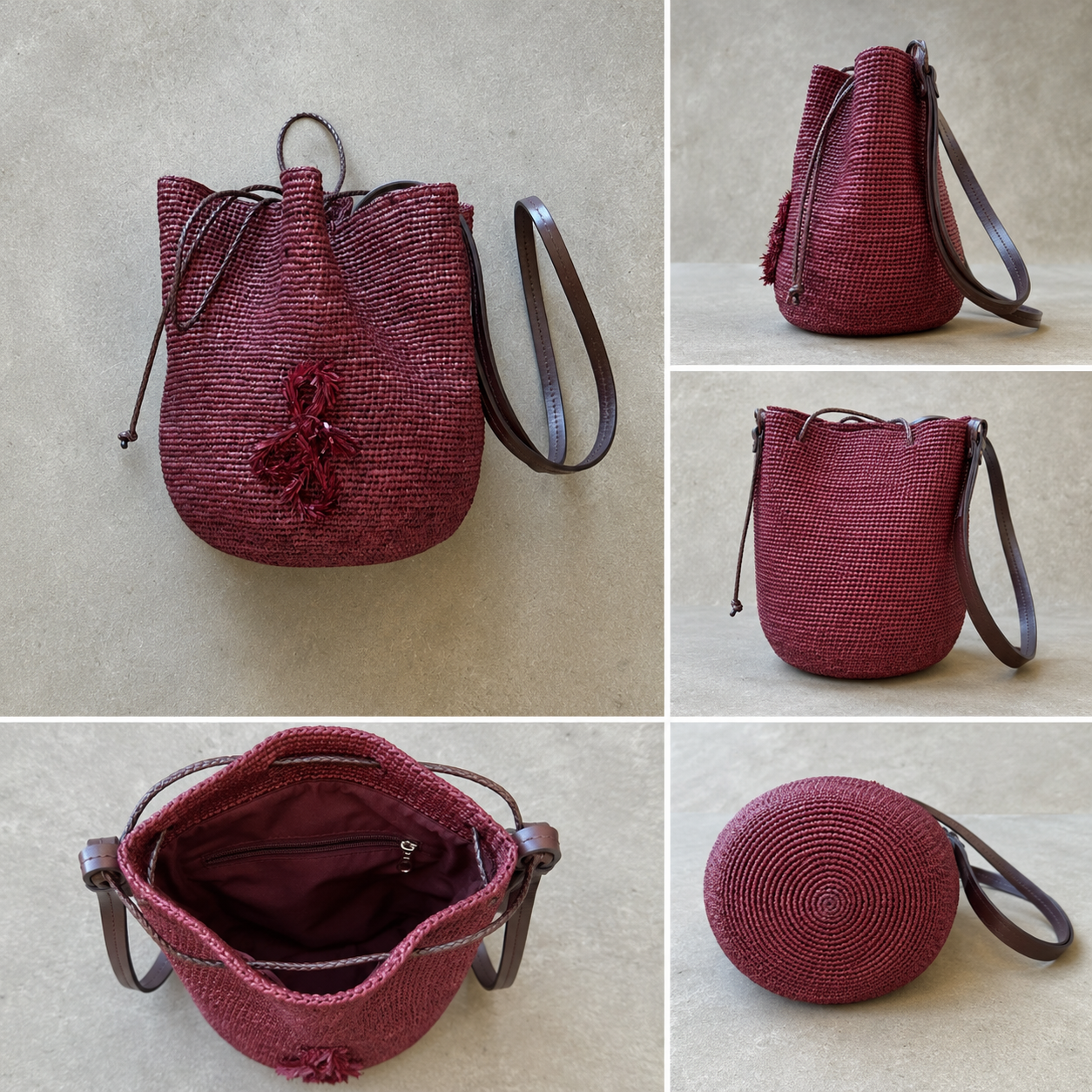 Burgundy Wicker Bag