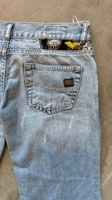Early 2000s Ultra Low-Rise Embroidered Jeans