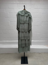 Soft Green Ruffle Dress with Rhinestones and scarf