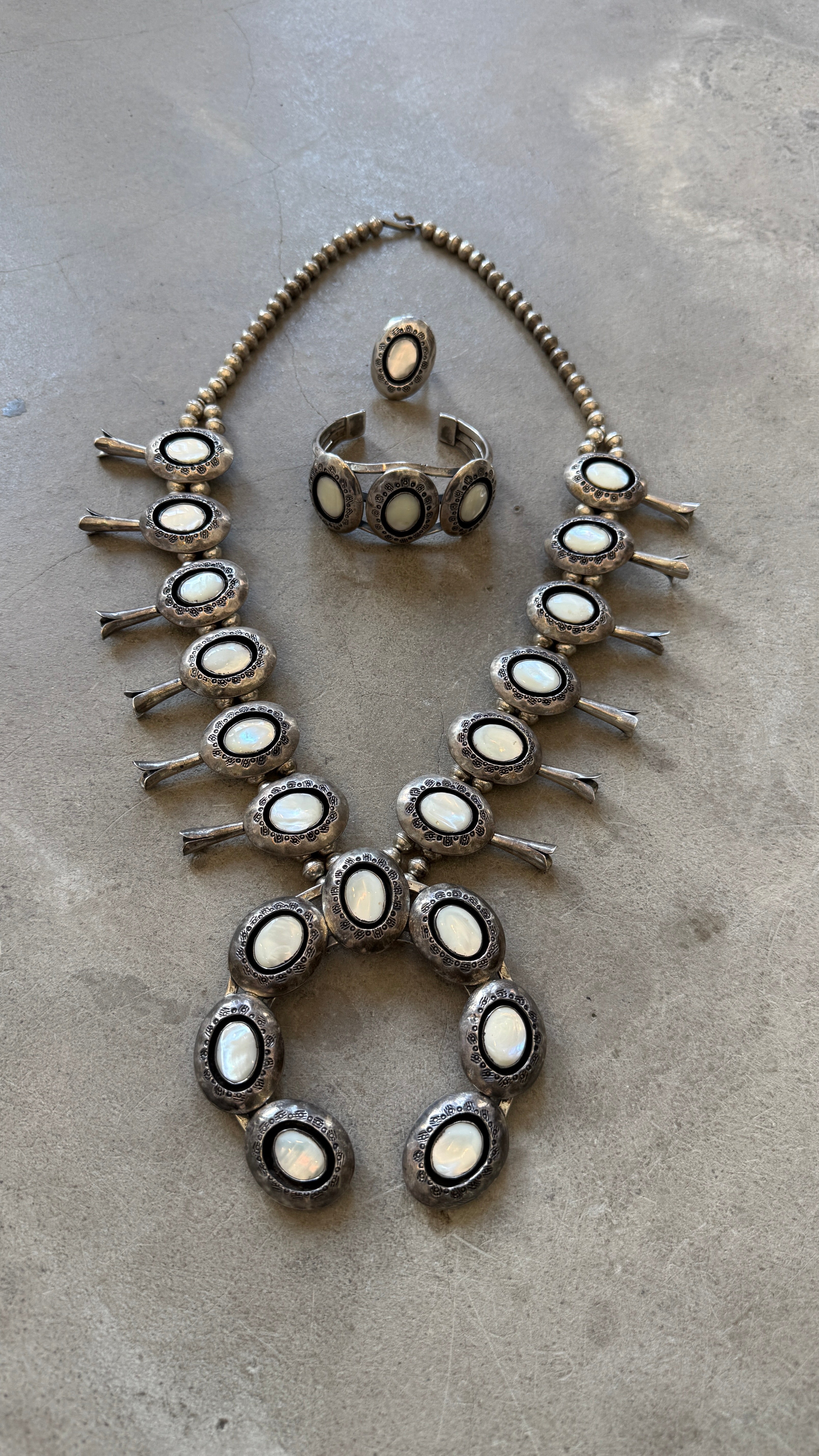 ’70s Mother of Pearl Squash Blossom Set