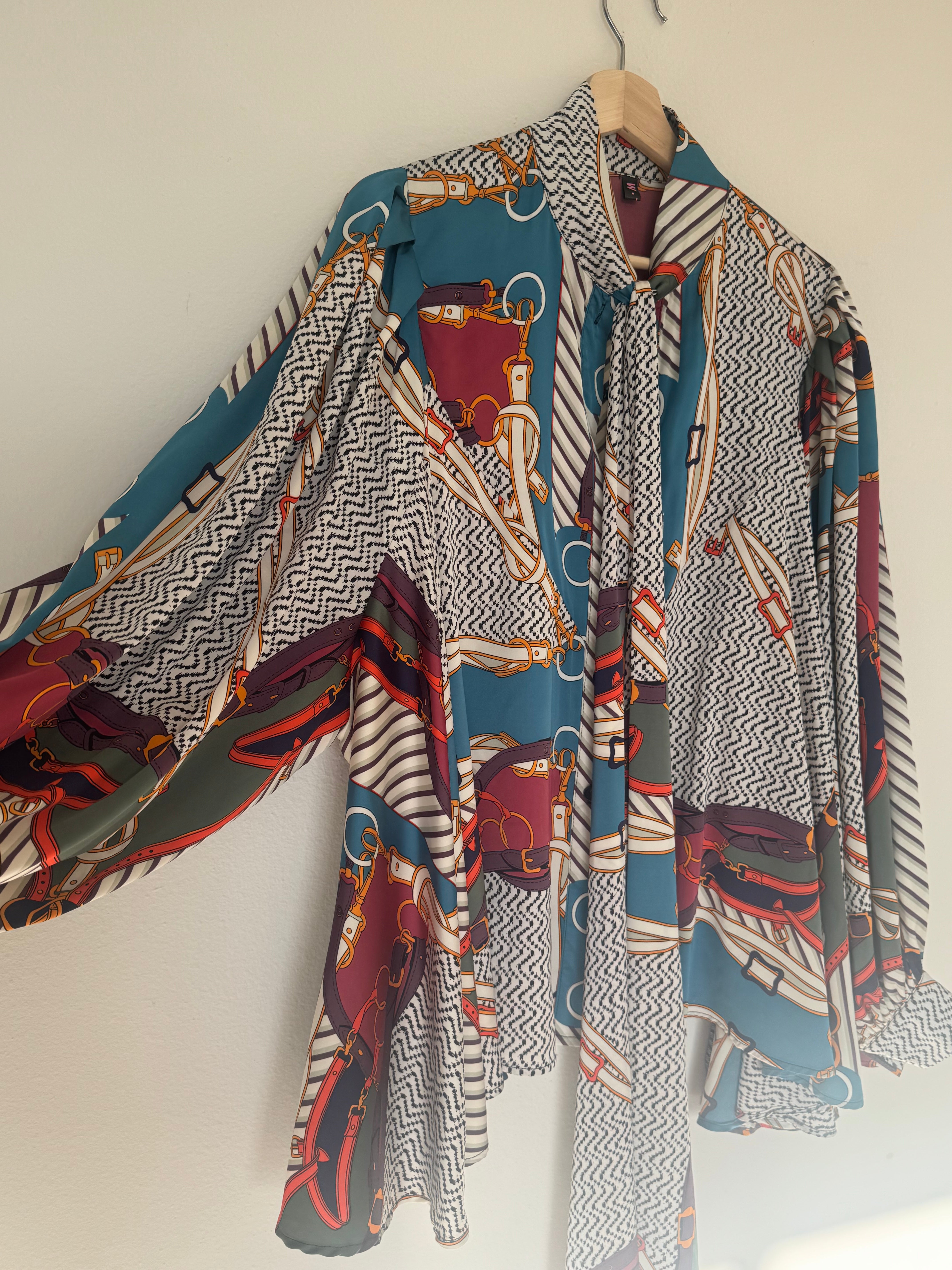 Silk Scarf Print Shirt