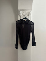 Sheer BodySuit with sequins Collar