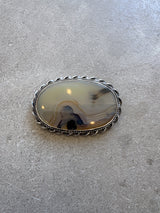 Marble and Silver Brooch