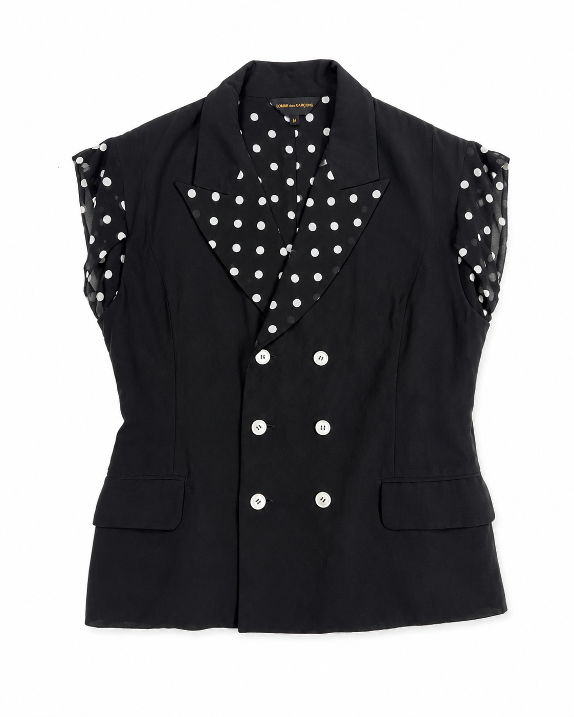 Vintage Comme des Garçons Polka Dot Chiffon Vest Blouse c. 1990s