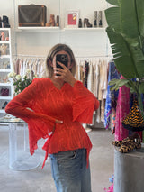 Crinkle Bell Sleeve Top