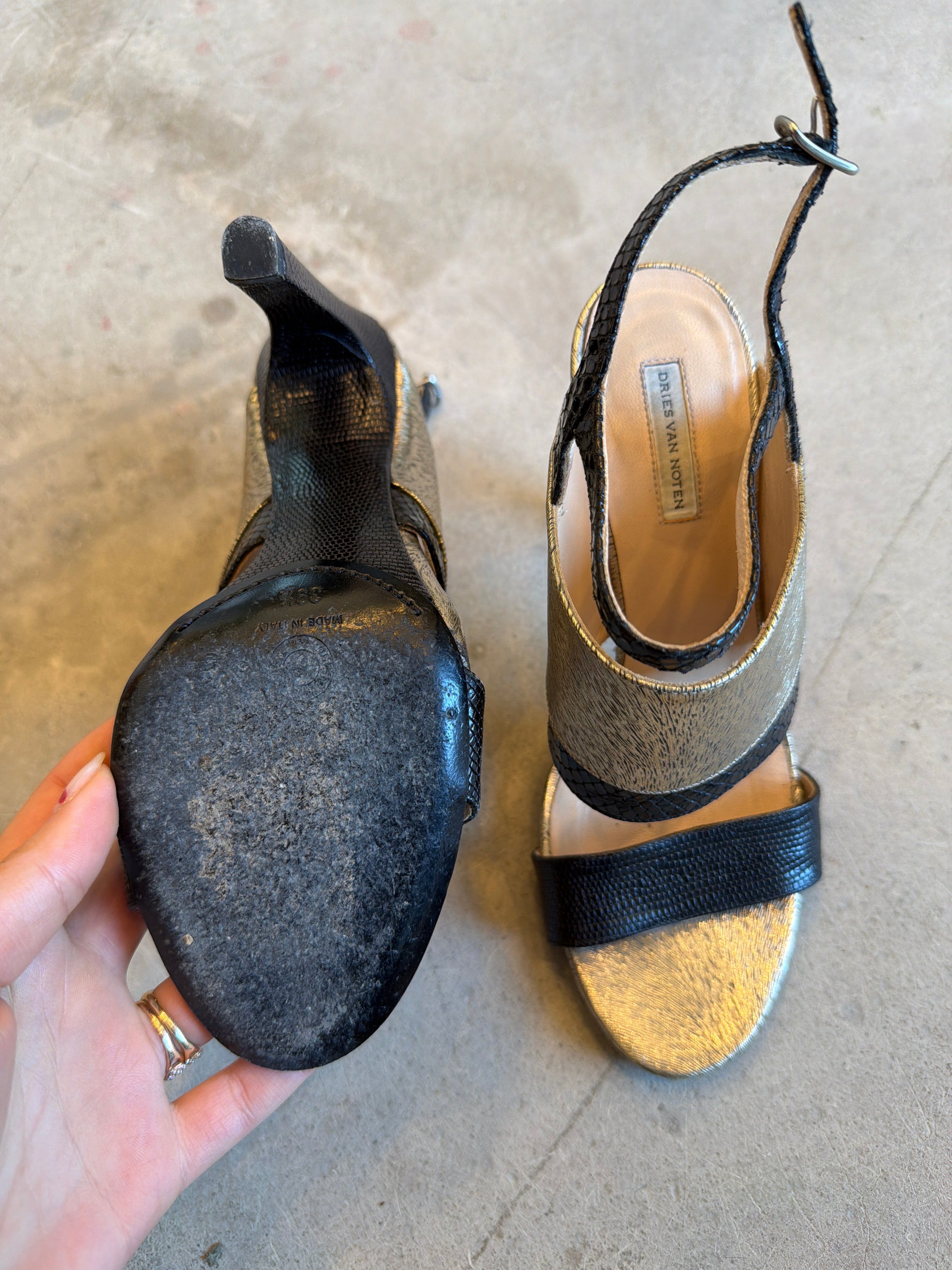 Black and Gold Sandals