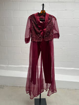Burgundy Beaded Suit Set