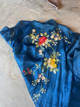 Vintage Kimono with Embroidered Flowers