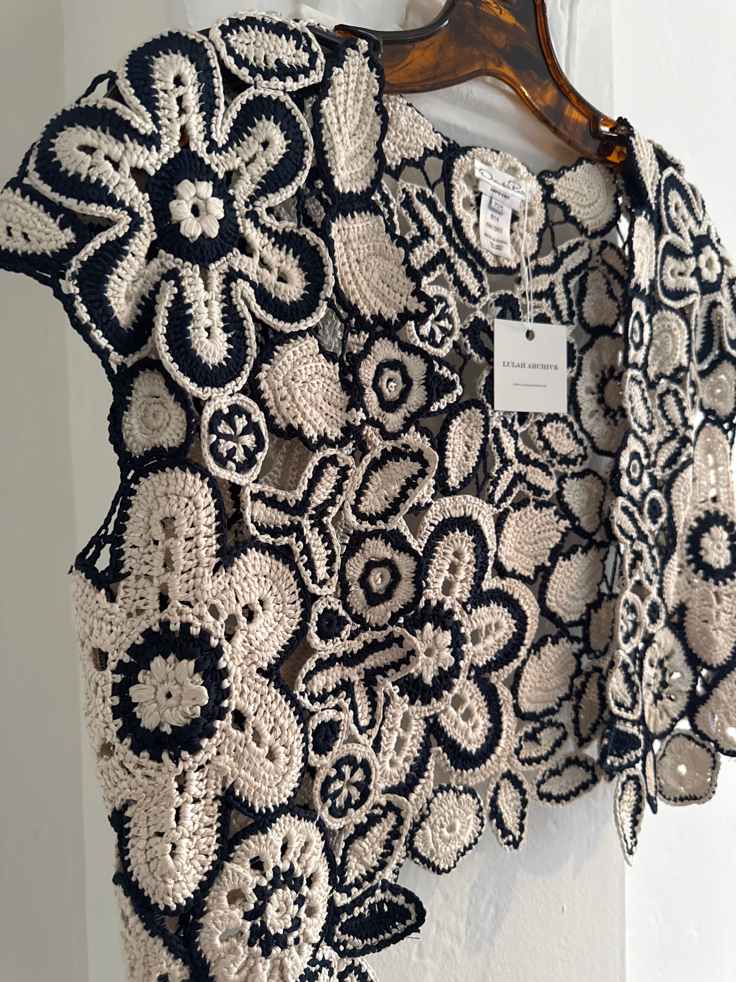 hand knit sleeveless cardigan