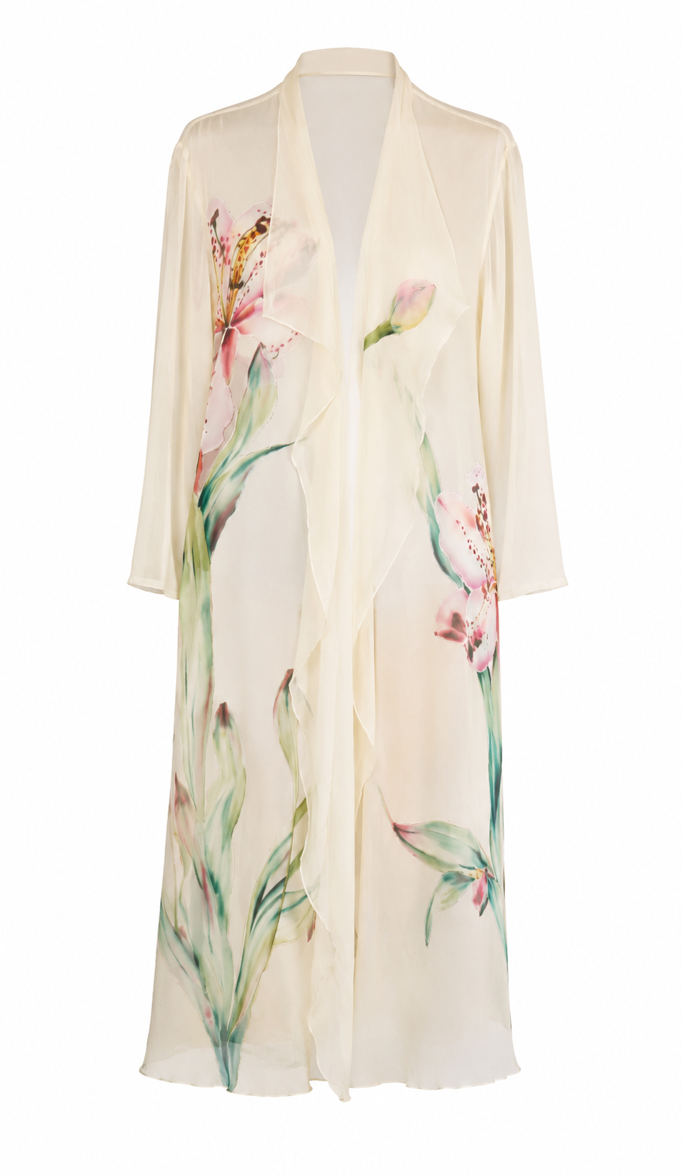 Silk Duster with water color flowers
