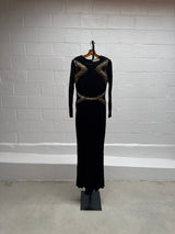 Black gown with Gold Beaded Detailing