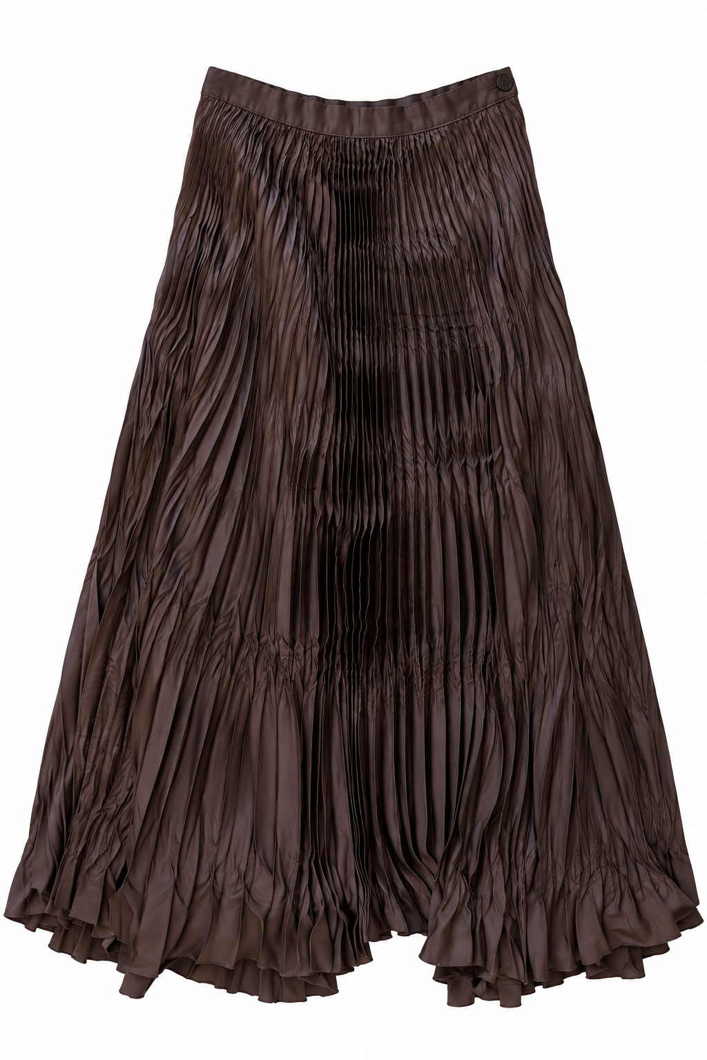 Brown Pleated Maxi Skirt