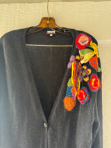 Wool Cardigan with Floral Embroidery