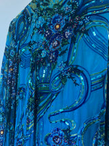 Blue Poncho with beading