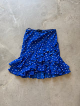 Cobalt Blue Polka Dot Ruffle Skirt