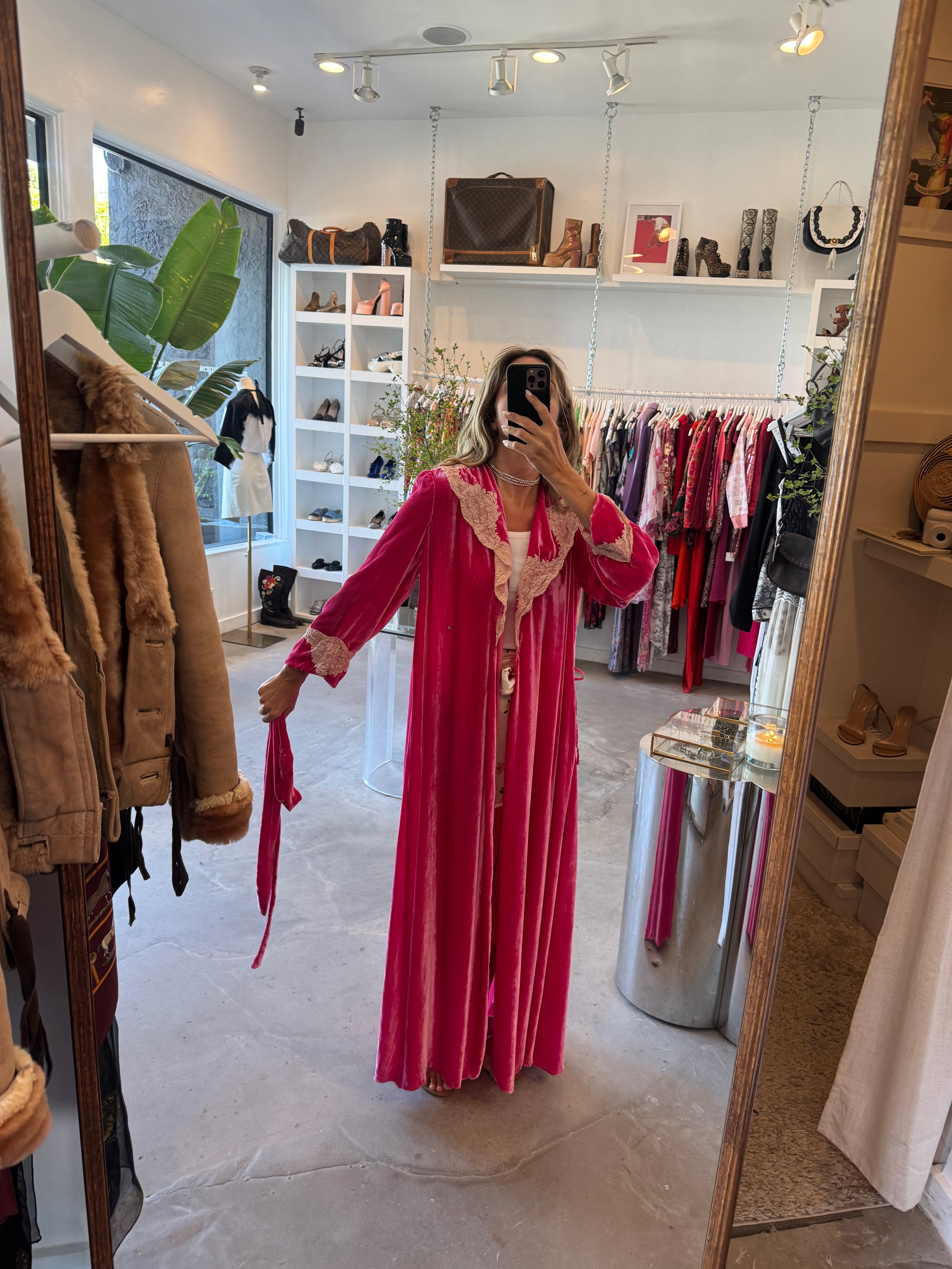 Pink Velvet Vintage Robe