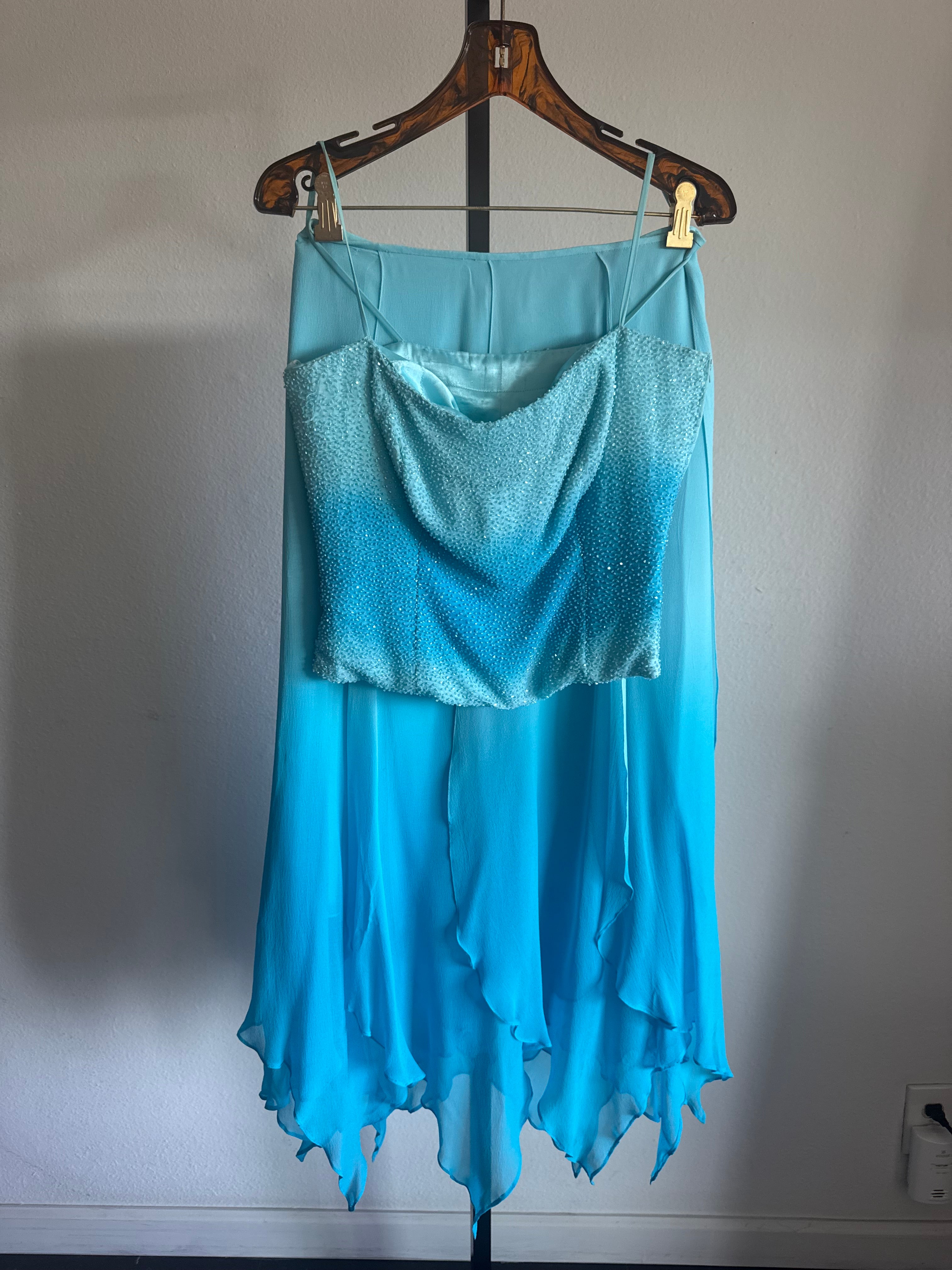 Beaded Top with Chiffon Skirt & Scarf set