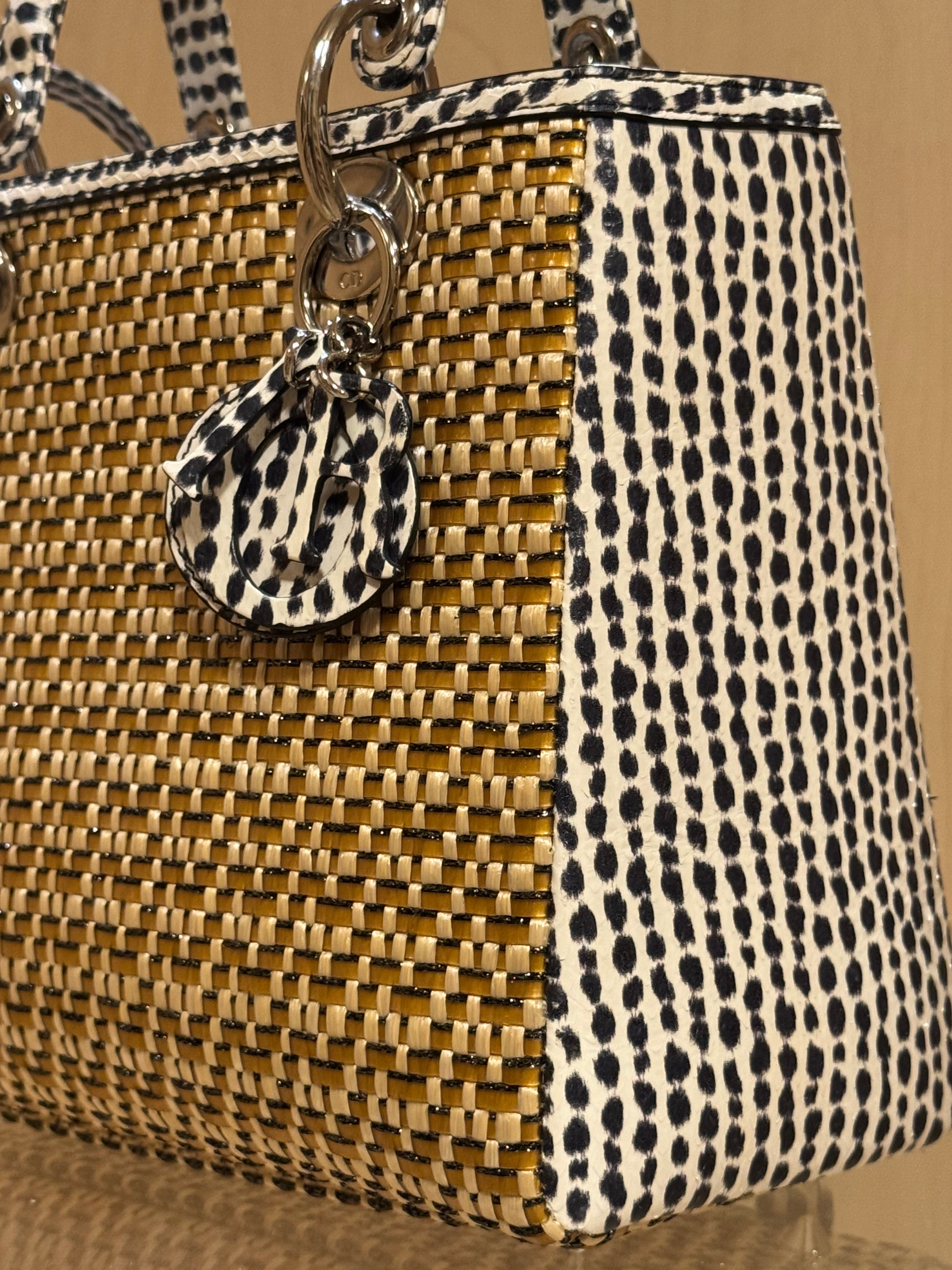 Lady Dior in Woven Bamboo and Water Snake