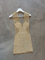 Crochet gold and cream dress