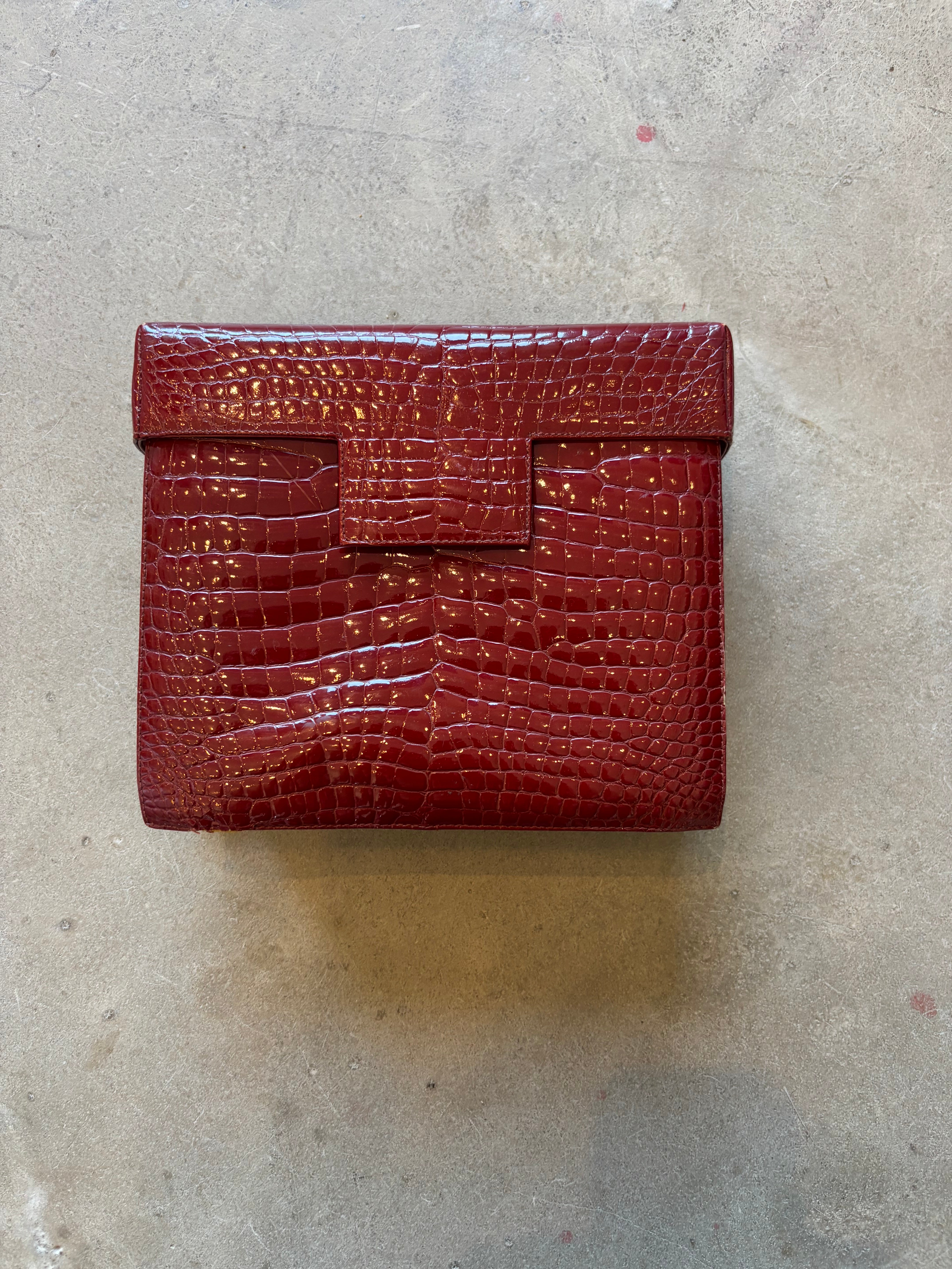 Red Crocodile Bag w/ Strap