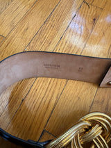 Black patent belt with gold detailing