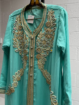 Djellaba in aqua blue
