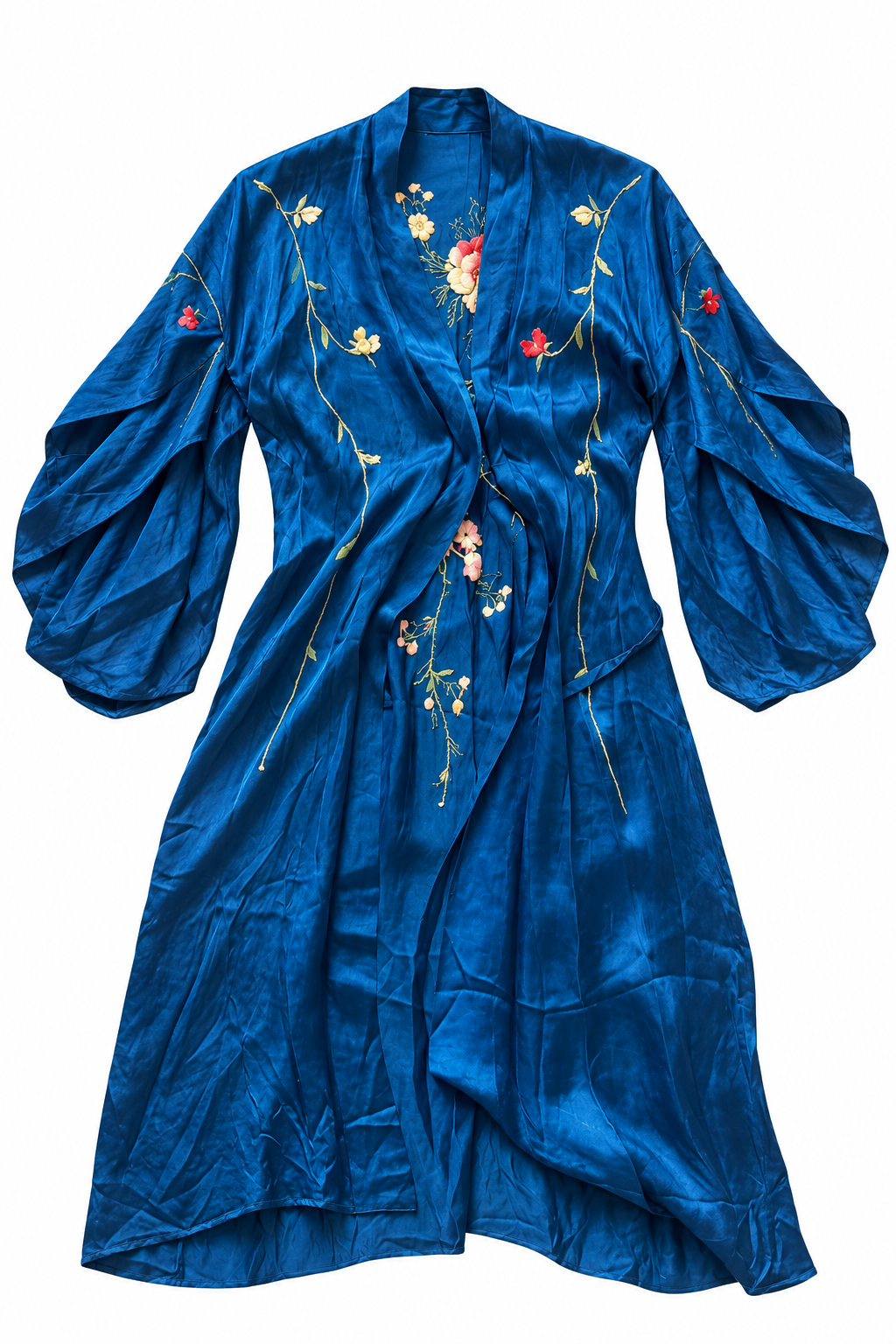 Vintage Kimono with Embroidered Flowers