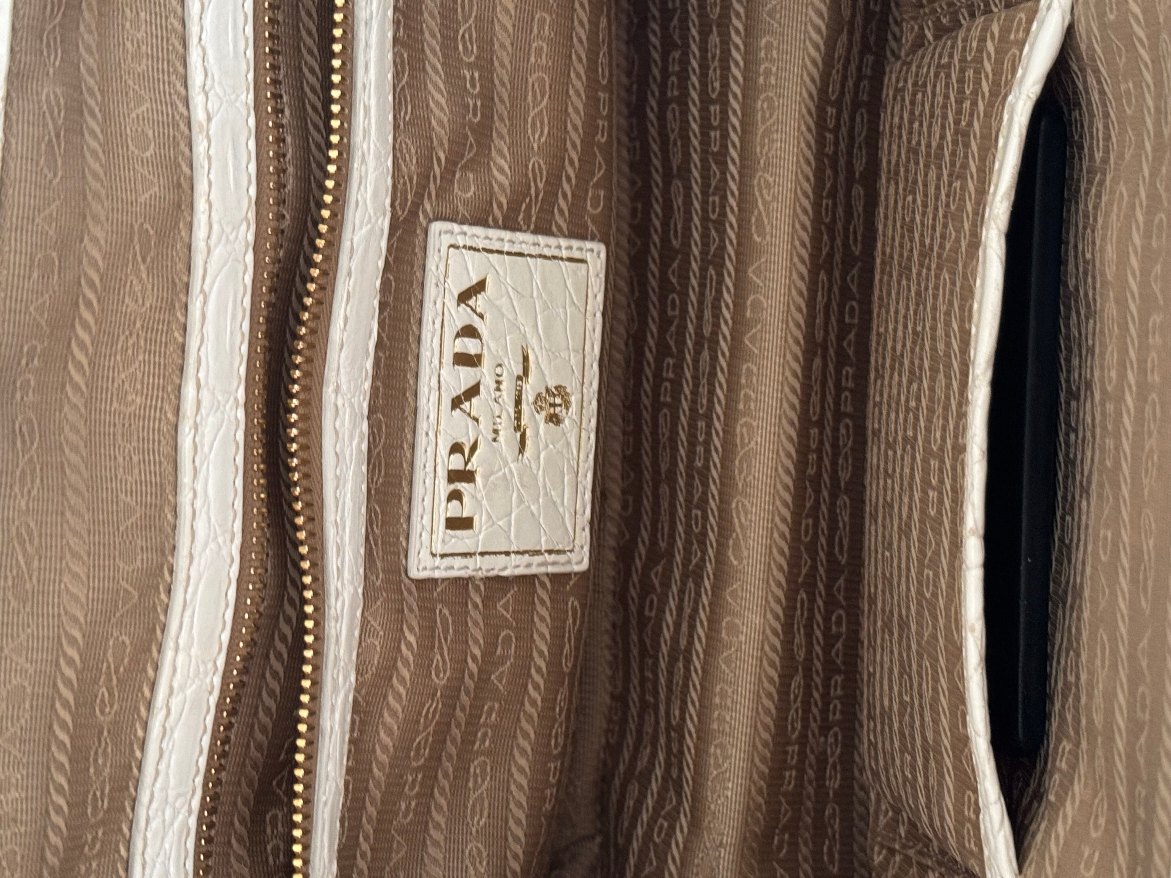 Vintage Prada 2000s Brown & Cream Jacquard Logo bag