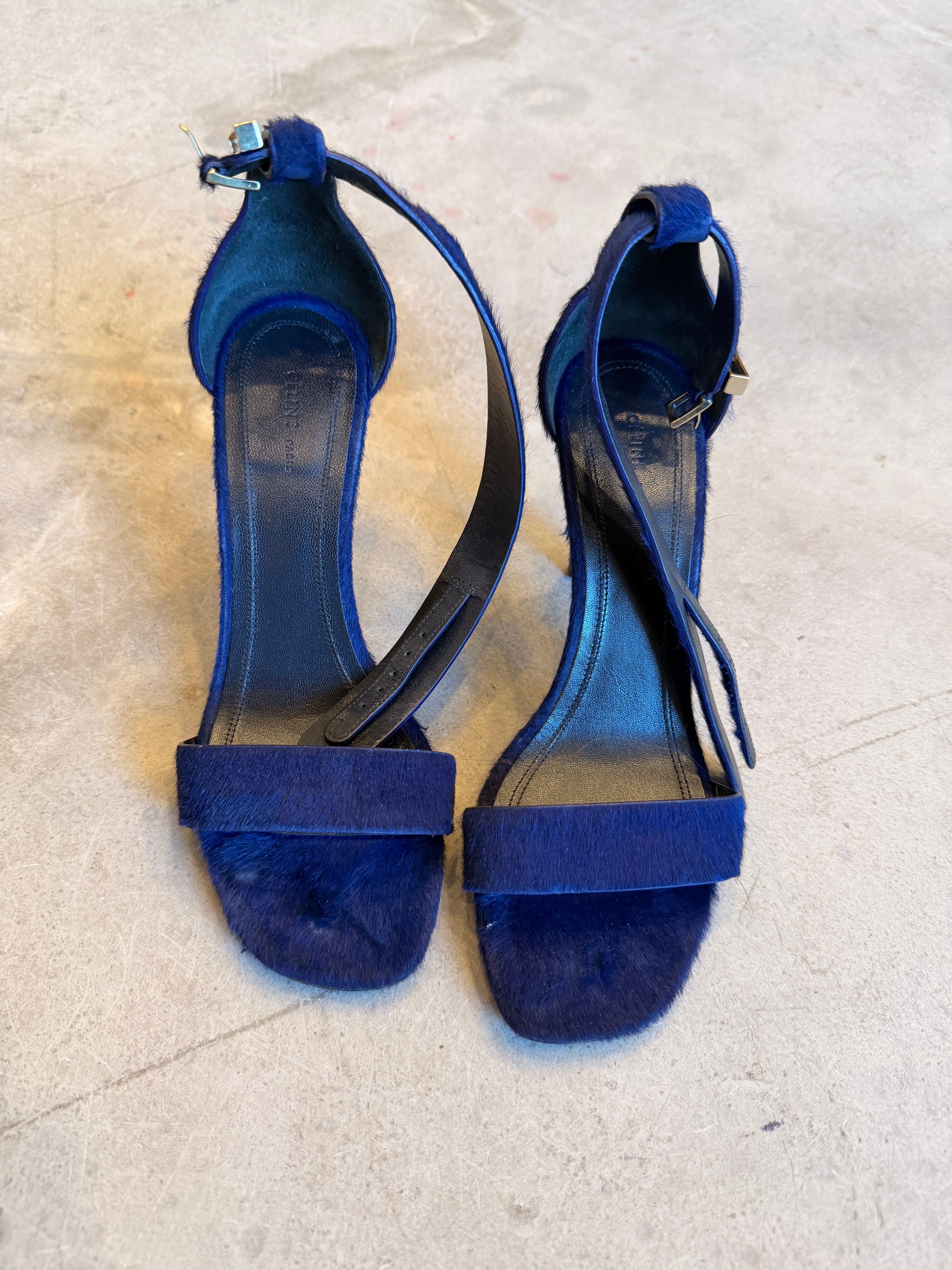 Royal Blue Pony Hair Sandals