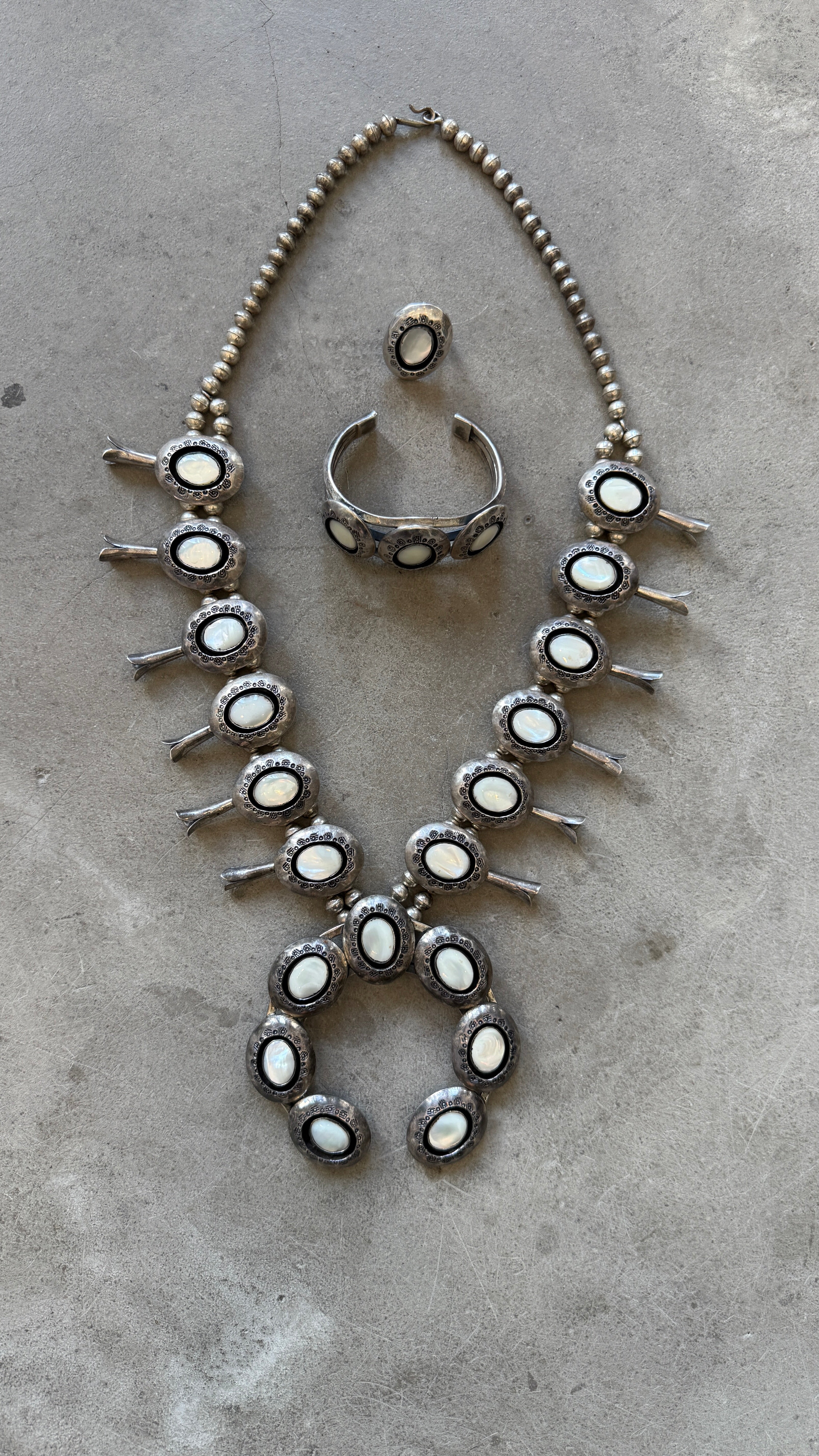 ’70s Mother of Pearl Squash Blossom Set