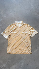 Pale Yellow Chain Print Polo Shirt