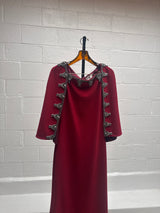 Red Dress With Cape embellishments
