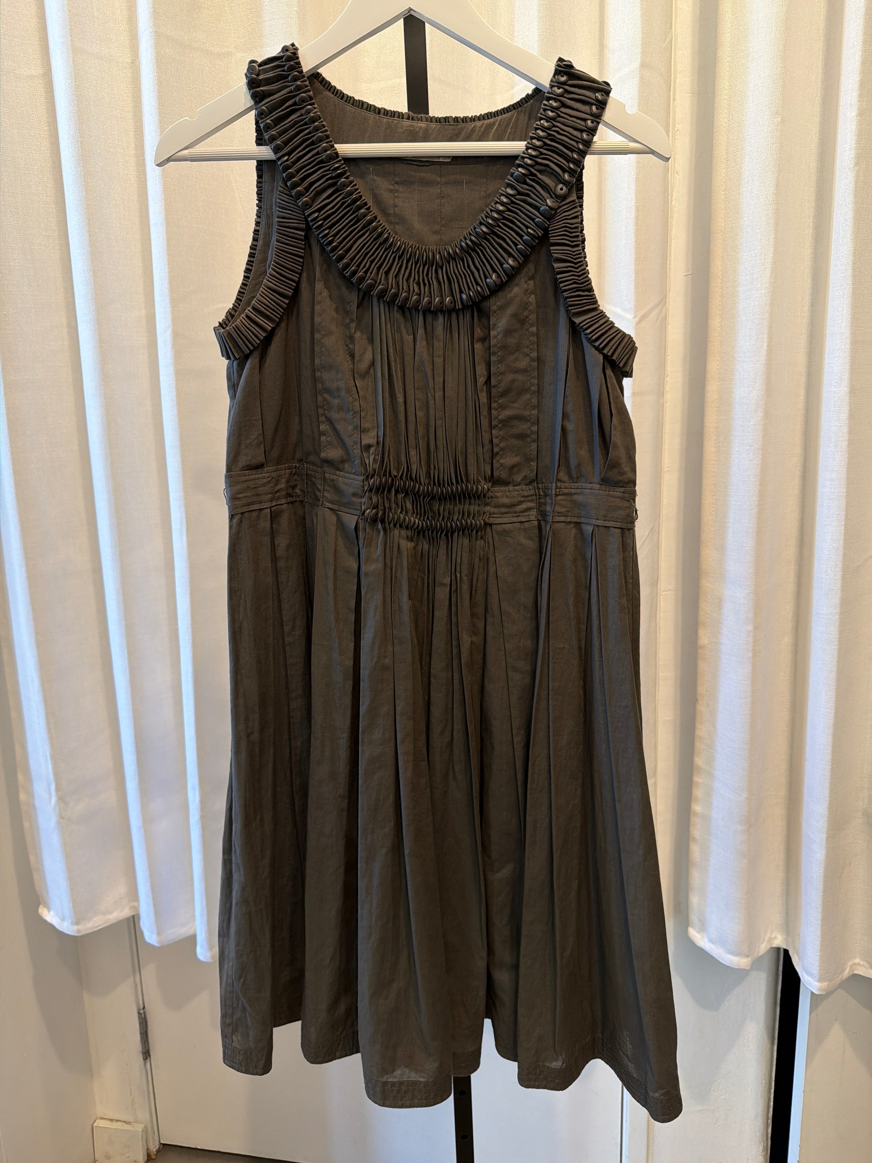 Beaded Pleated Dark Grey Dress