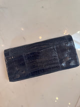 Navy Croc Clutch
