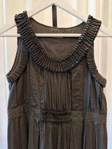Beaded Pleated Dark Grey Dress