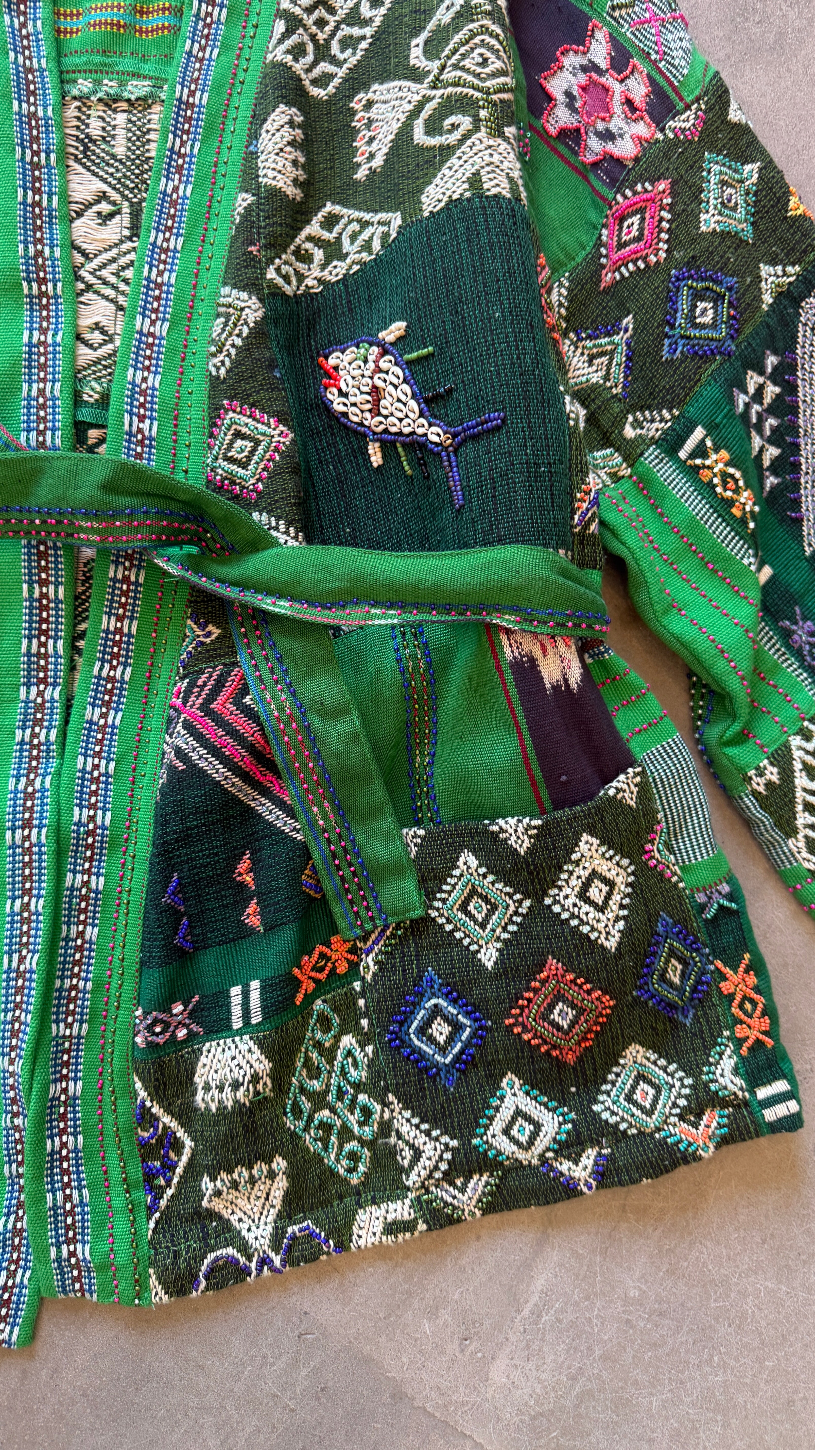 Green Patchwork vintage Kimono Jacket