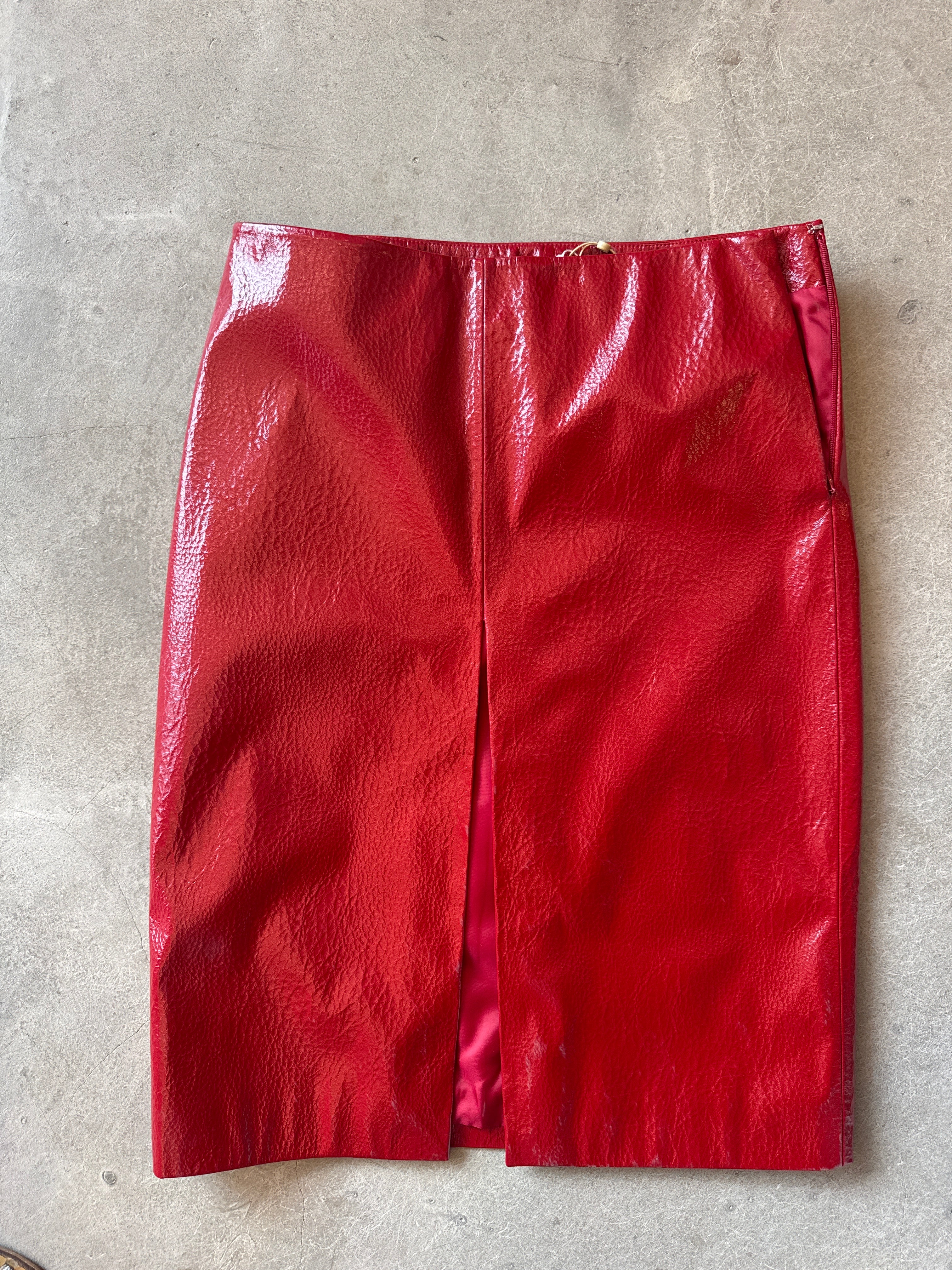 Red Pleather Skirt