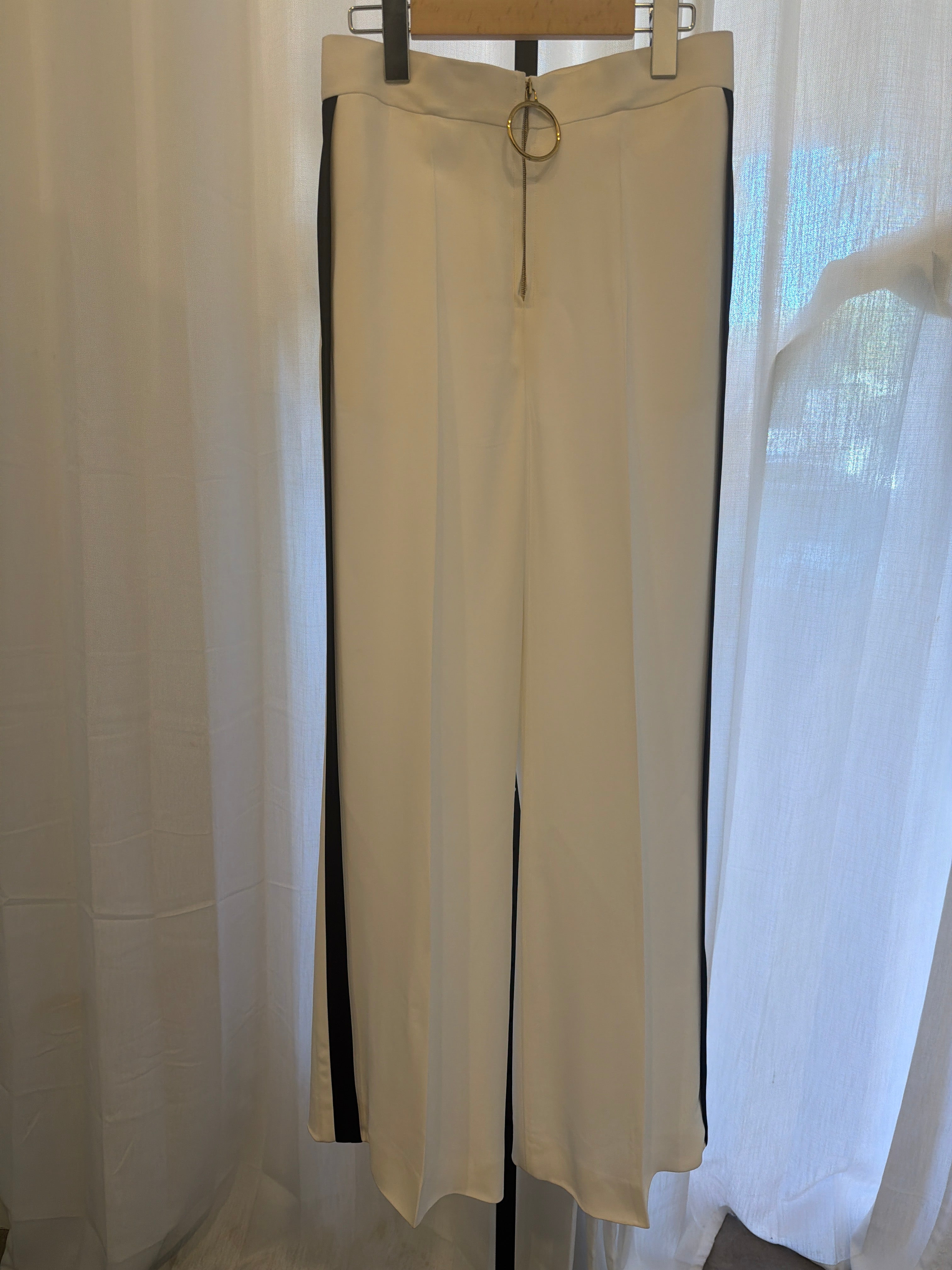 White and Black Striped Pants