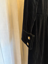 Velvet Long Coat with Gold Buttons
