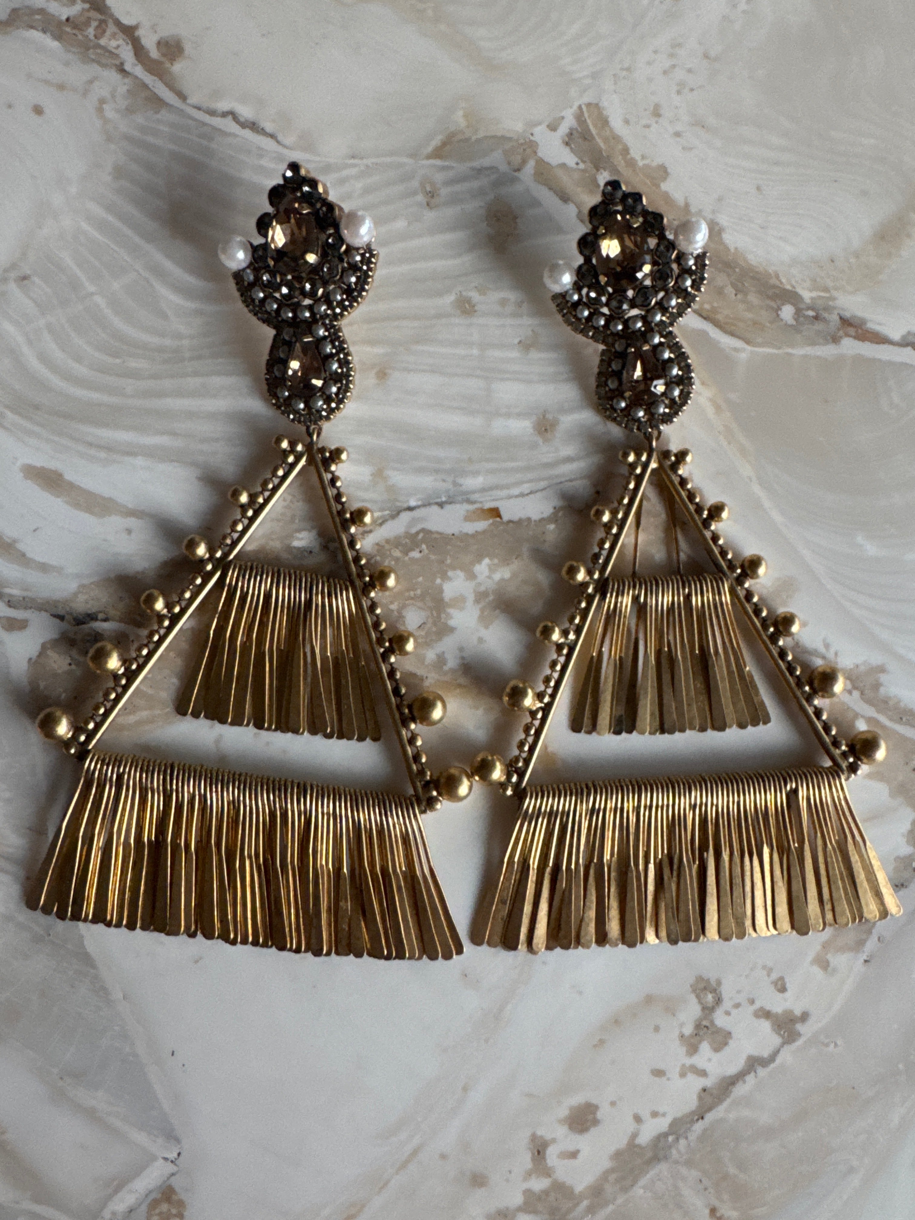 Huge Triangle Chandelier Earrings