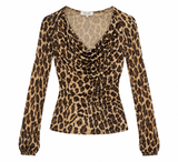 Leopard Cowl Neck Vintage Top