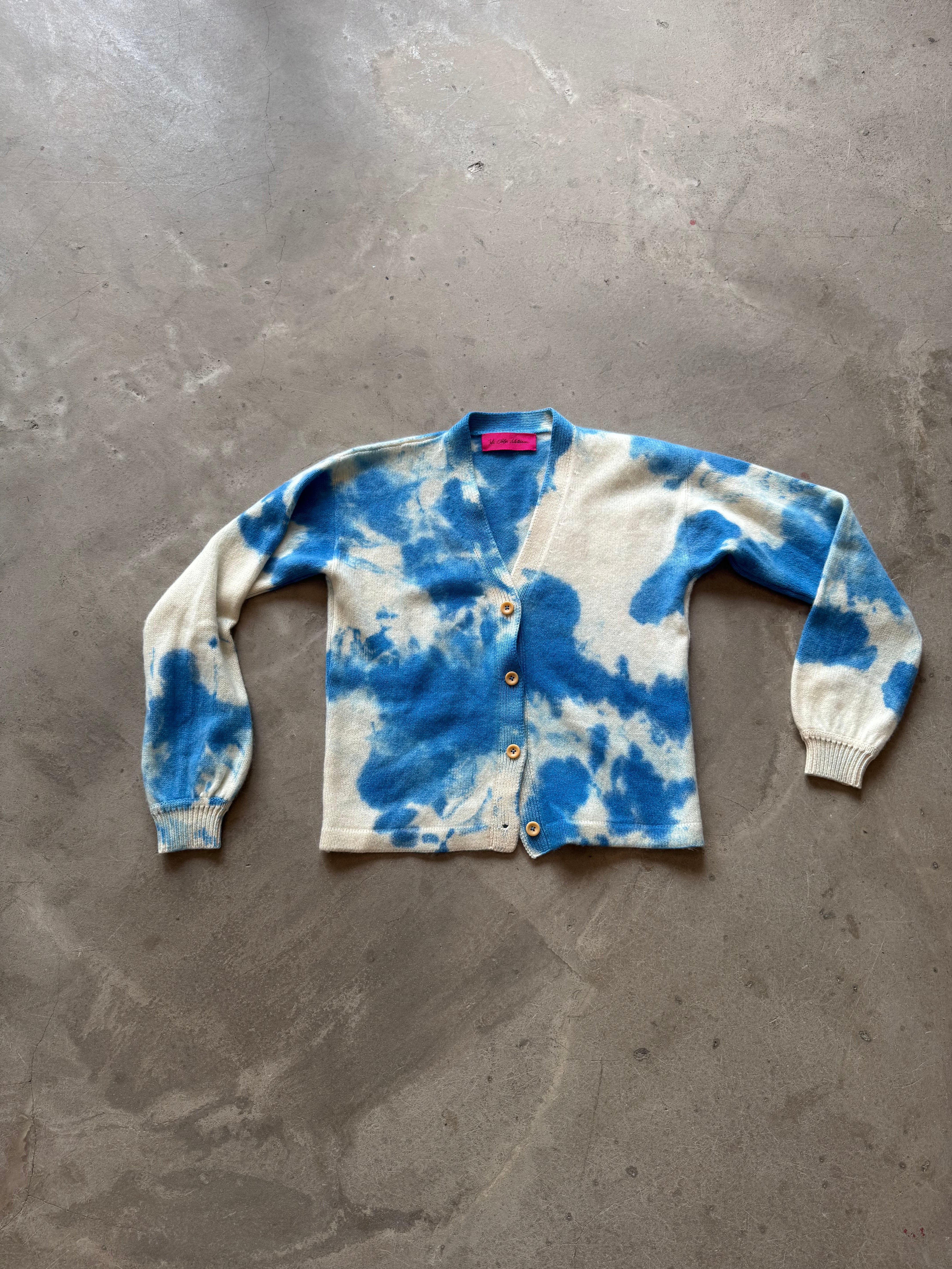 Blue Tie Dye Cashmere Cardigan