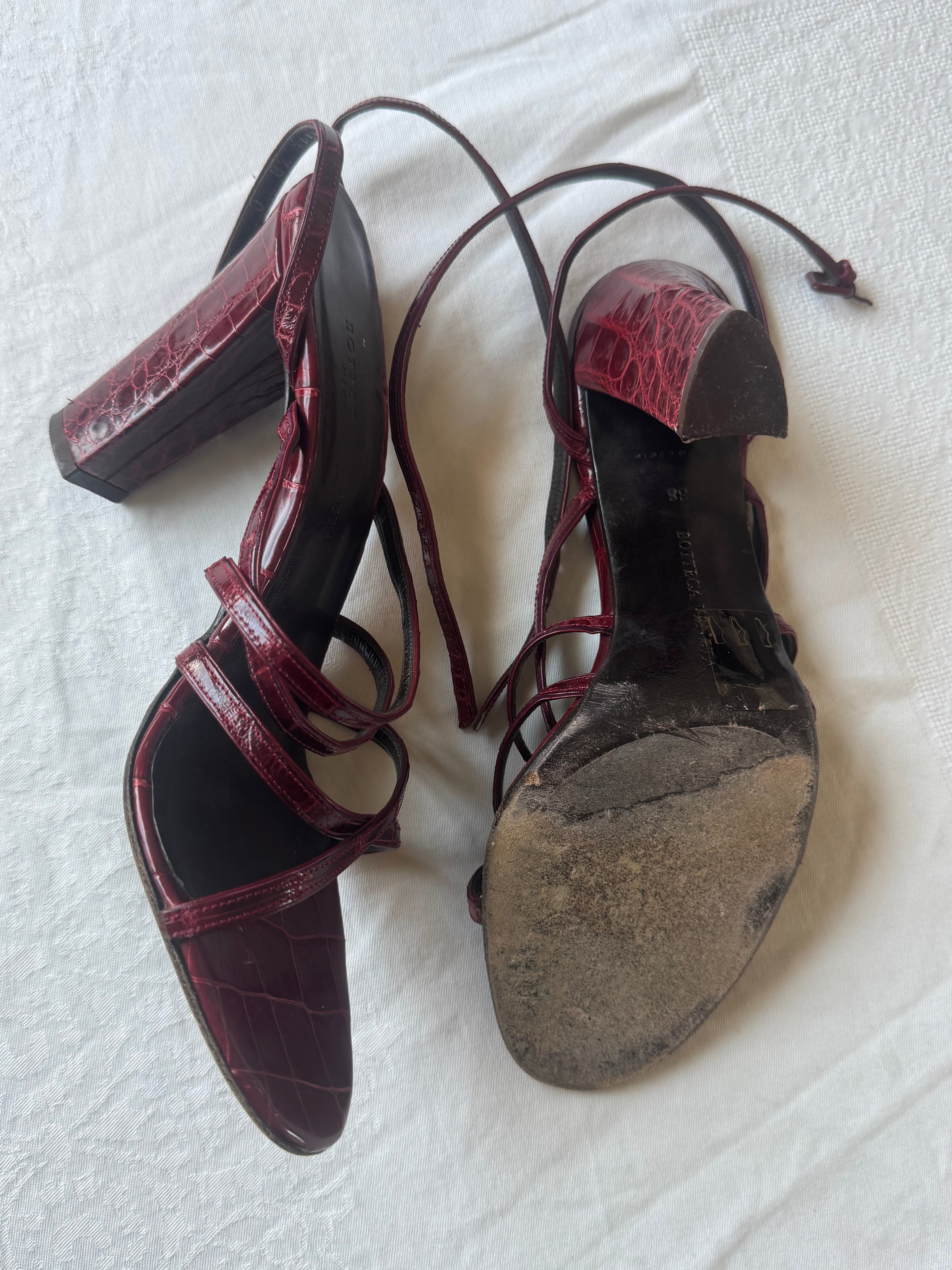 Crocodile Red Strappy Heels (37.5)